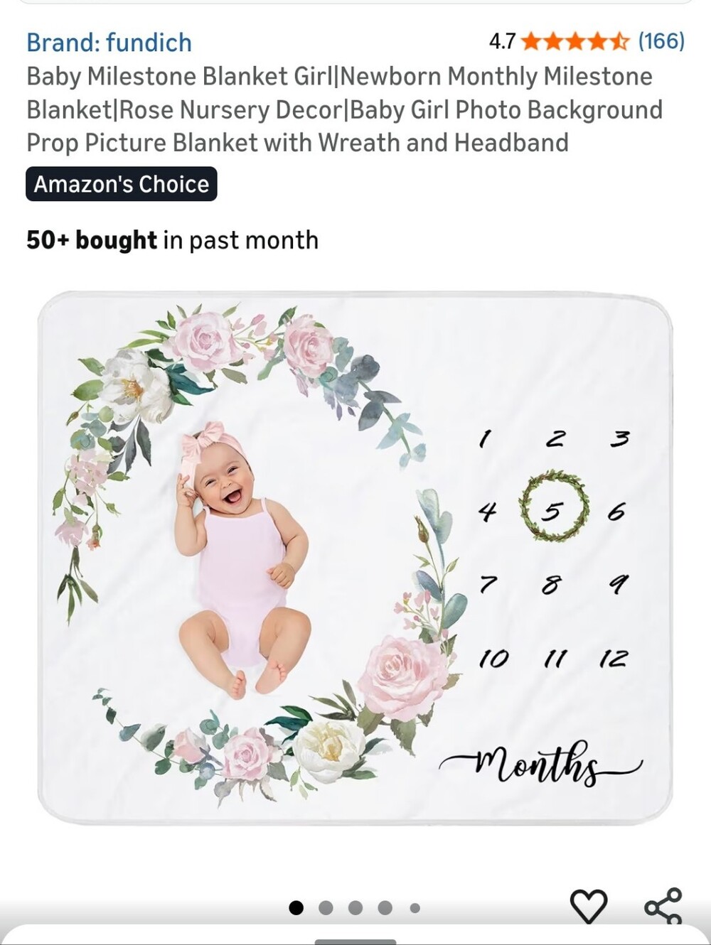 Floral Baby Milestone Blanket with Wreath and Month Markers